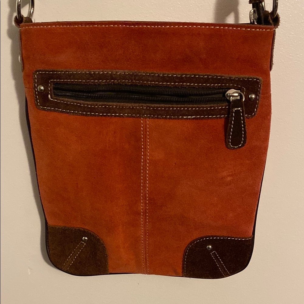 Black Rivet Brown Messenger Bag with Suede Accents